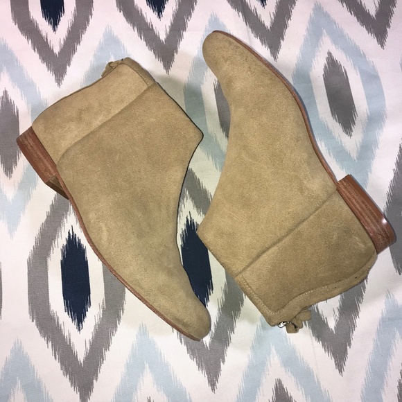 Theory Shoes - Theory Tan Ankle Booties w/ Zipper Back